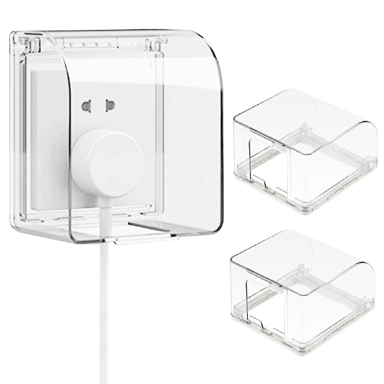 Elektrische stopcontactafdekking, wandschakelaarafdekking, waterdicht, type 86, stopcontactafdekking voor badkamer, huis, kunststof, 2 stuks, transparant, zwart