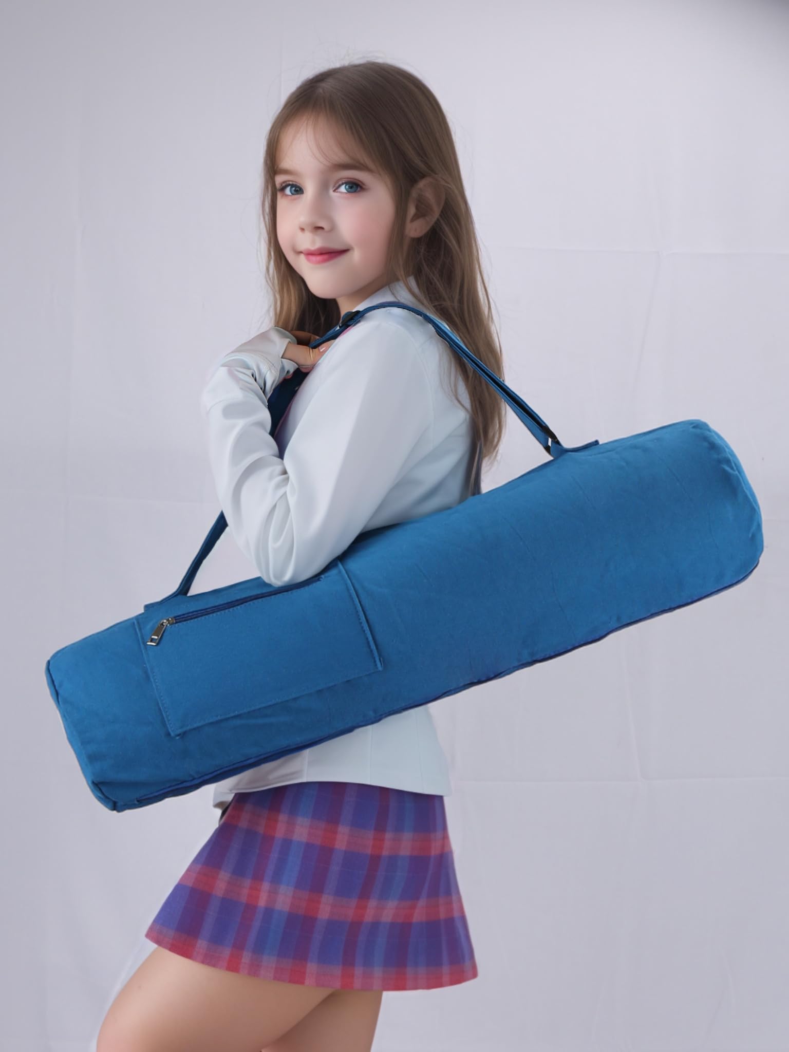 Bolsa de algodón para esterilla de yoga con bolsillos y correa ajustable, bolsa de transporte para esterilla de yoga con cremallera completa, bolsa para esterilla de yoga de 1/4 pulgadas y 1