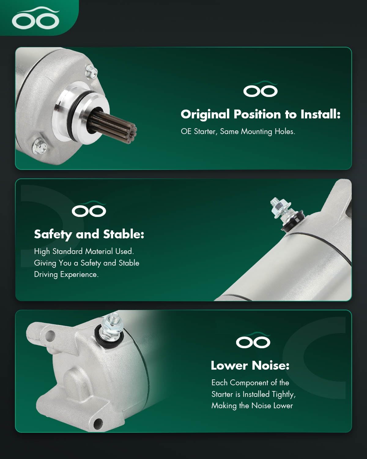 SCITOO Starter Motor 19486 for Polaris for Ranger 570 2015-2021 for Ranger 500 2017-2021 for Polaris for Sportsman 570 2015-2021 for Polaris for RZR 570 2017-2021 12V 1.4 KW CW 9-Tooth Pinion PMDD