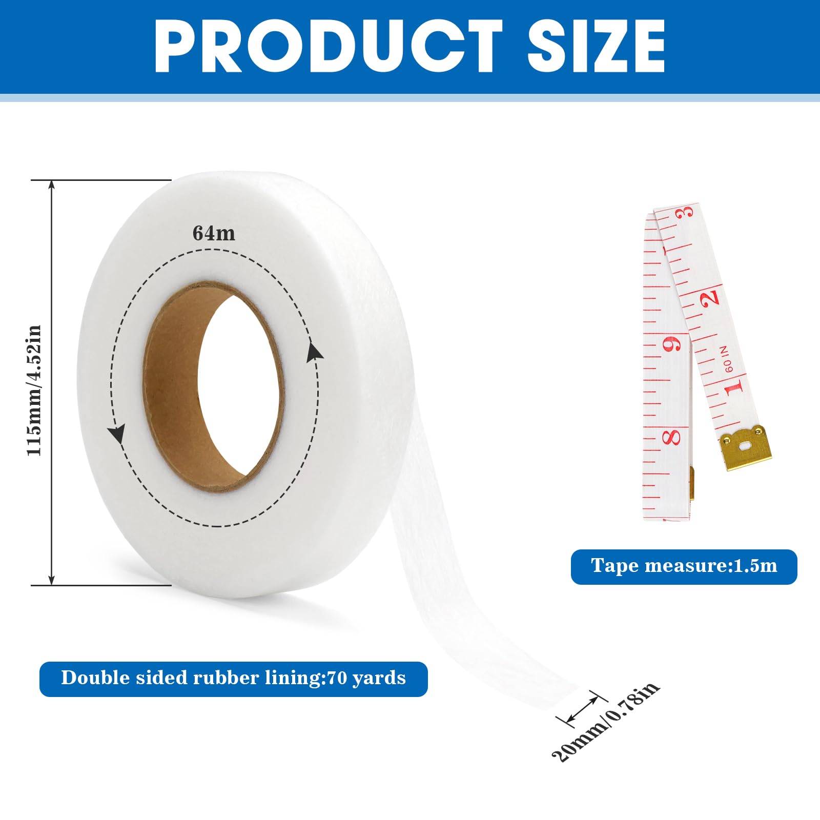 Bande Thermocollante LIBAIDZ 64m - Ourlet Facile Sans Couture Pour Tissus Et Vêtements - 20mm De Large