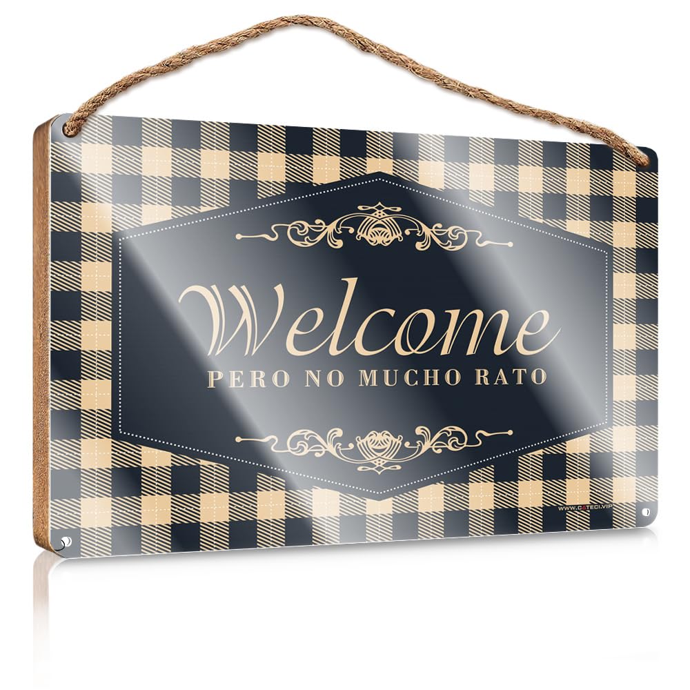 MAHQPZXSF Love Signs For Home Decor Wall Welcome Pero No Mucho Rato Wooden Sign Bathroom Decor Wall Art Funny Coffee Bar Decor(23X35CM)