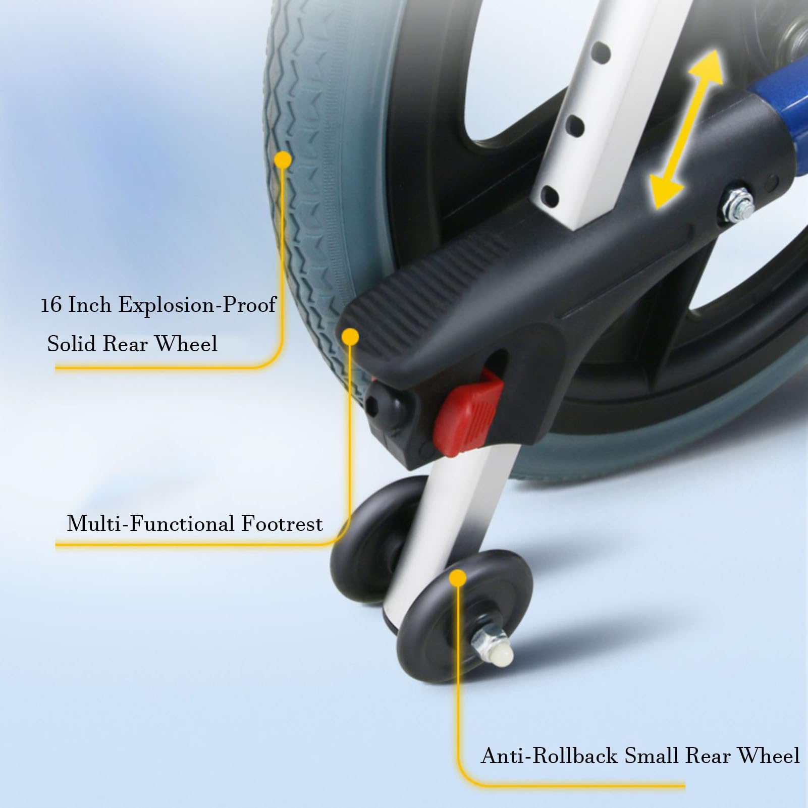 Silla de Ruedas Manual Ligera autopropulsada con Frenos, Silla de Ruedas Deportiva para niños Silla de Ruedas Manual, con Respaldo Alto y reposapiés abatible