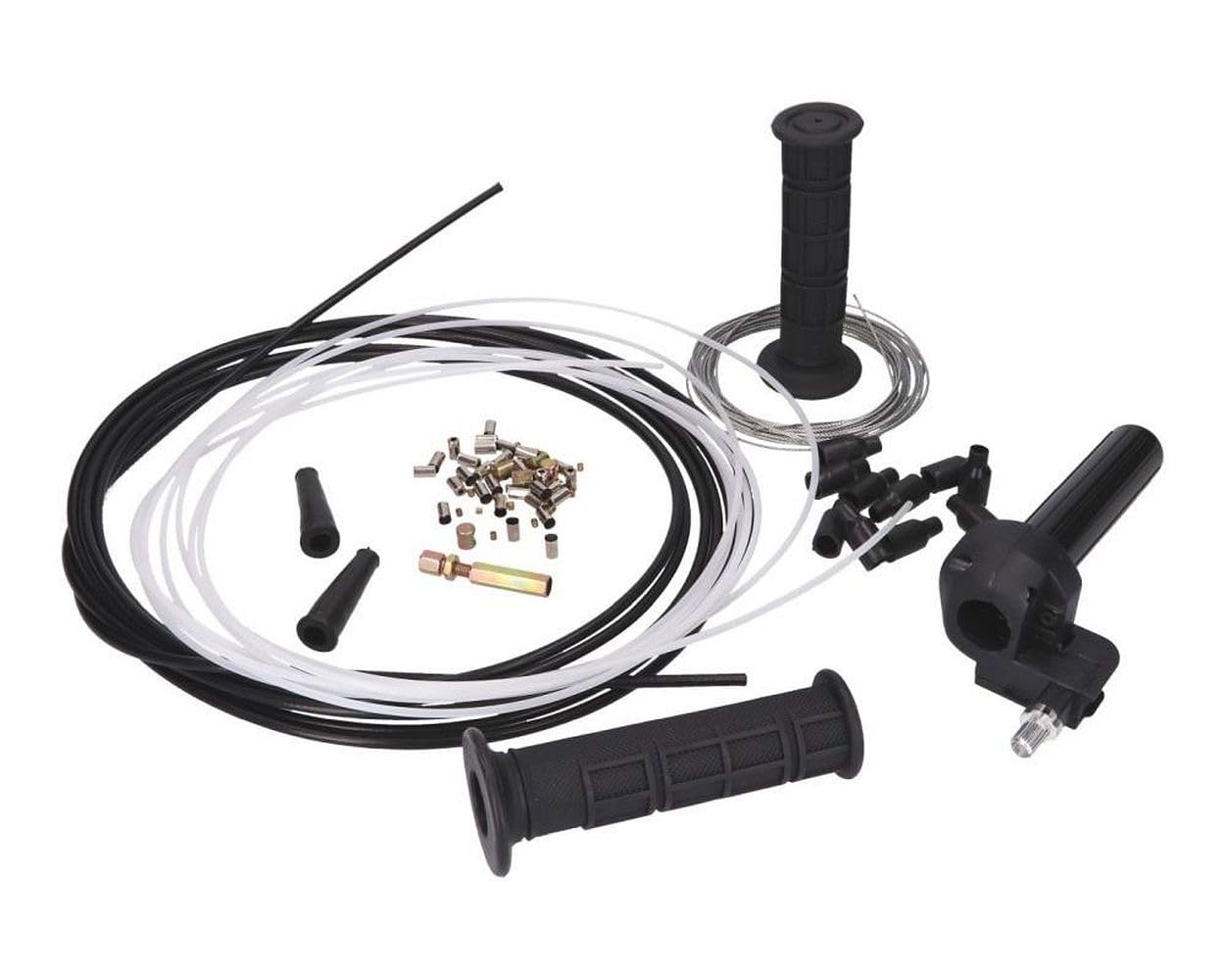 2EXTREME Gasgriff Set Kurzhub schwarz Gaszug Gasbowdenzug Roller Moped Enduro Supermoto