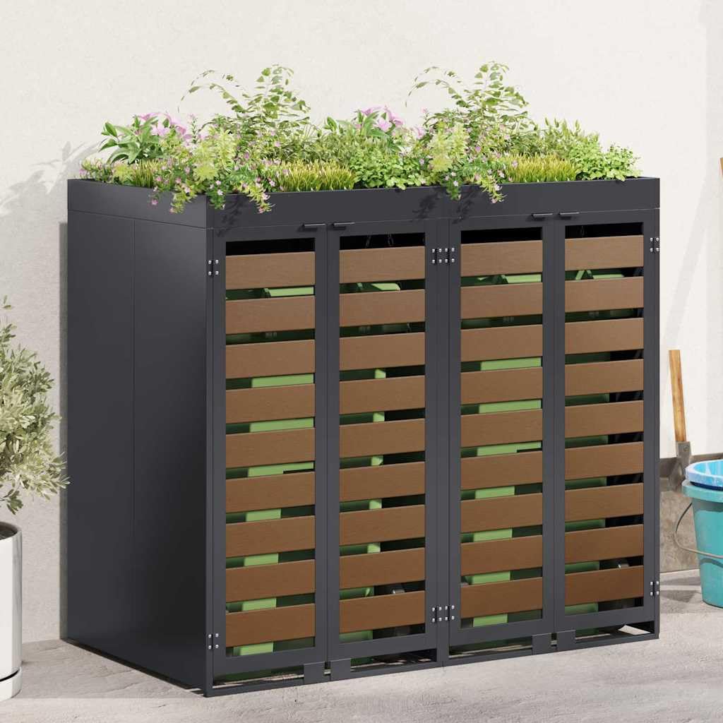 Almacenamiento de Cubos Wheelie para 3 Cubos Antracita Acero,Casa y jardín,Productos del hogar,Accesorios para contenedores de residuos,Soportes para contenedores de residuos,49.9kg-3394773