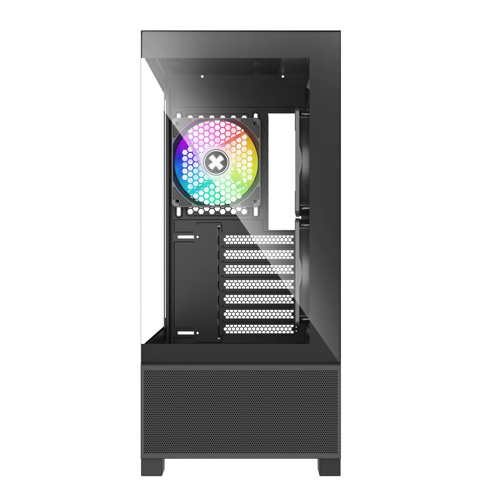 Xilence X218.ARGB XILENT Beam Gaming PC Gehäuse, 3X PWM Lüfter, ATX Midi Tower Case, Aquarium Glas Optik, hoher Airflow, optimiertes Kabelmanagement, PWM Control Board