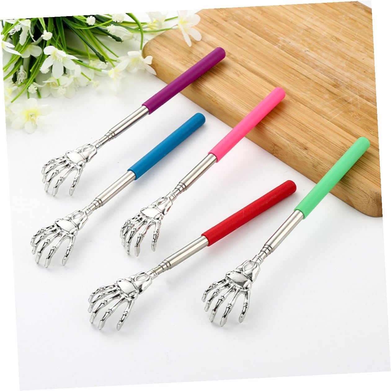 5Pcs Retractable Stainless Steel Back Scratchers Portable Manual Scratcher Tools for Adults Comfortable Smooth Massager in Multiple Colors