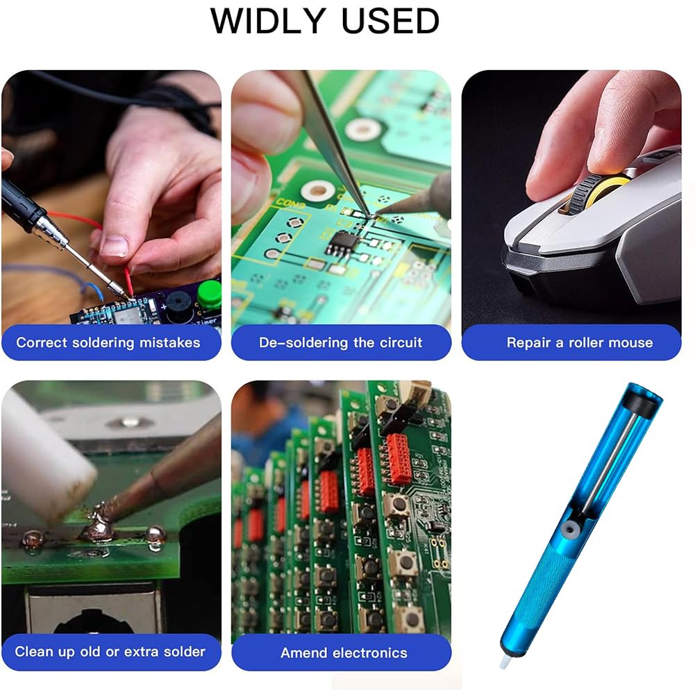 Pompa Dissaldante,Aspirazione Di Stagno Di Saldatura Liquido,Accessorio Indispensabile Per Saldatore Professionale,Solder Sucker,Solder Removal Hand,Manual Dissaldatura Pump,Blu,2PC,Kiuiom