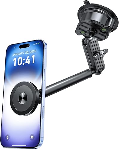 isuke Soporte para automóvil MagSafe, 80+LBS de succión más fuerte y ultra duradero 16 imanes más fuertes Soporte magnético de aleación de aluminio