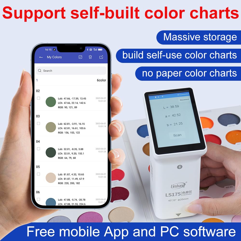 Colorimeter LS175 Fabric Color Checker Colorchecker LS175 45°/0° Touch Screen Large Measuring Aperture 20mm Food APP PC Software