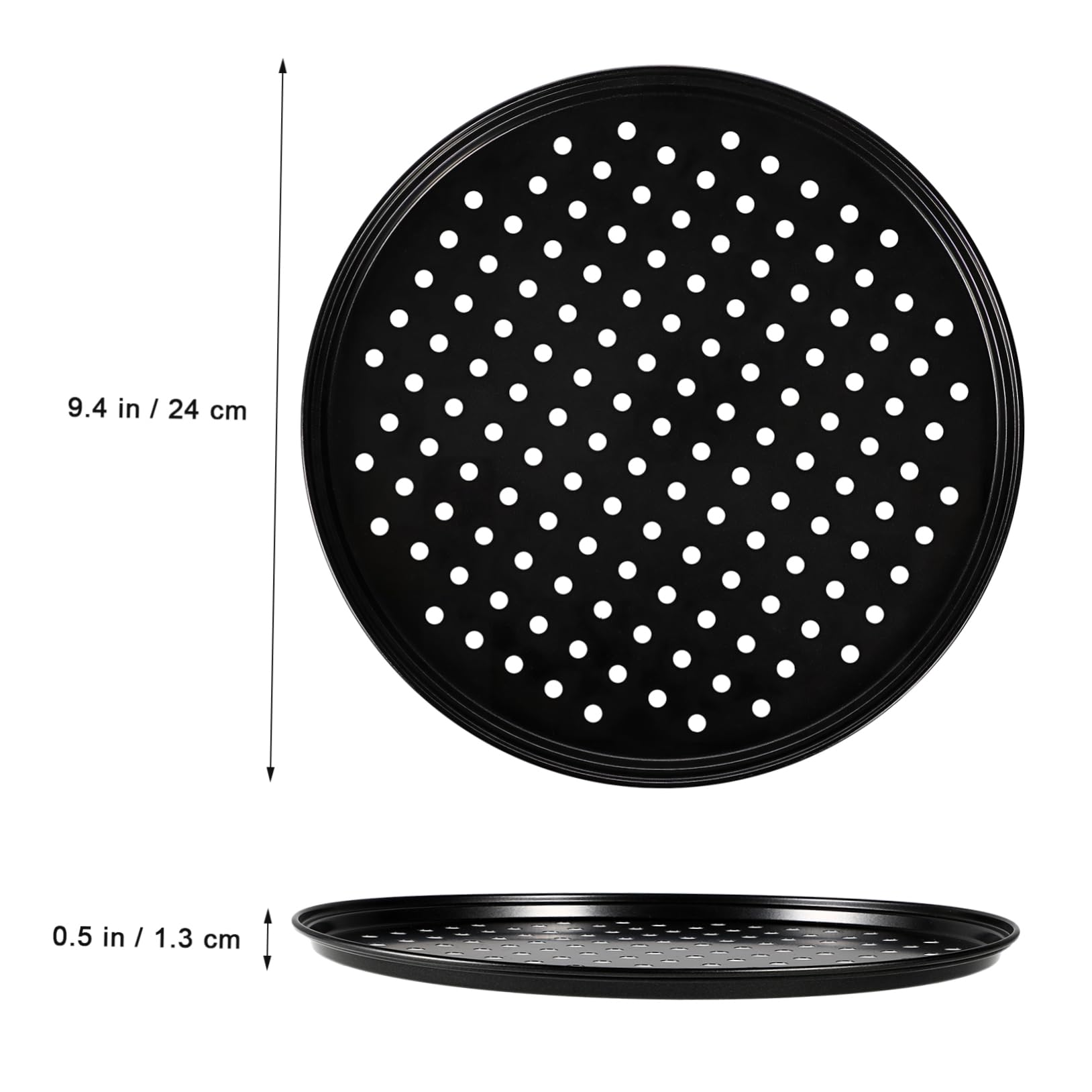 LABRIMP Teglia Pizza Rotonda 2 Pezzi in Acciaio al Carbonio Nero