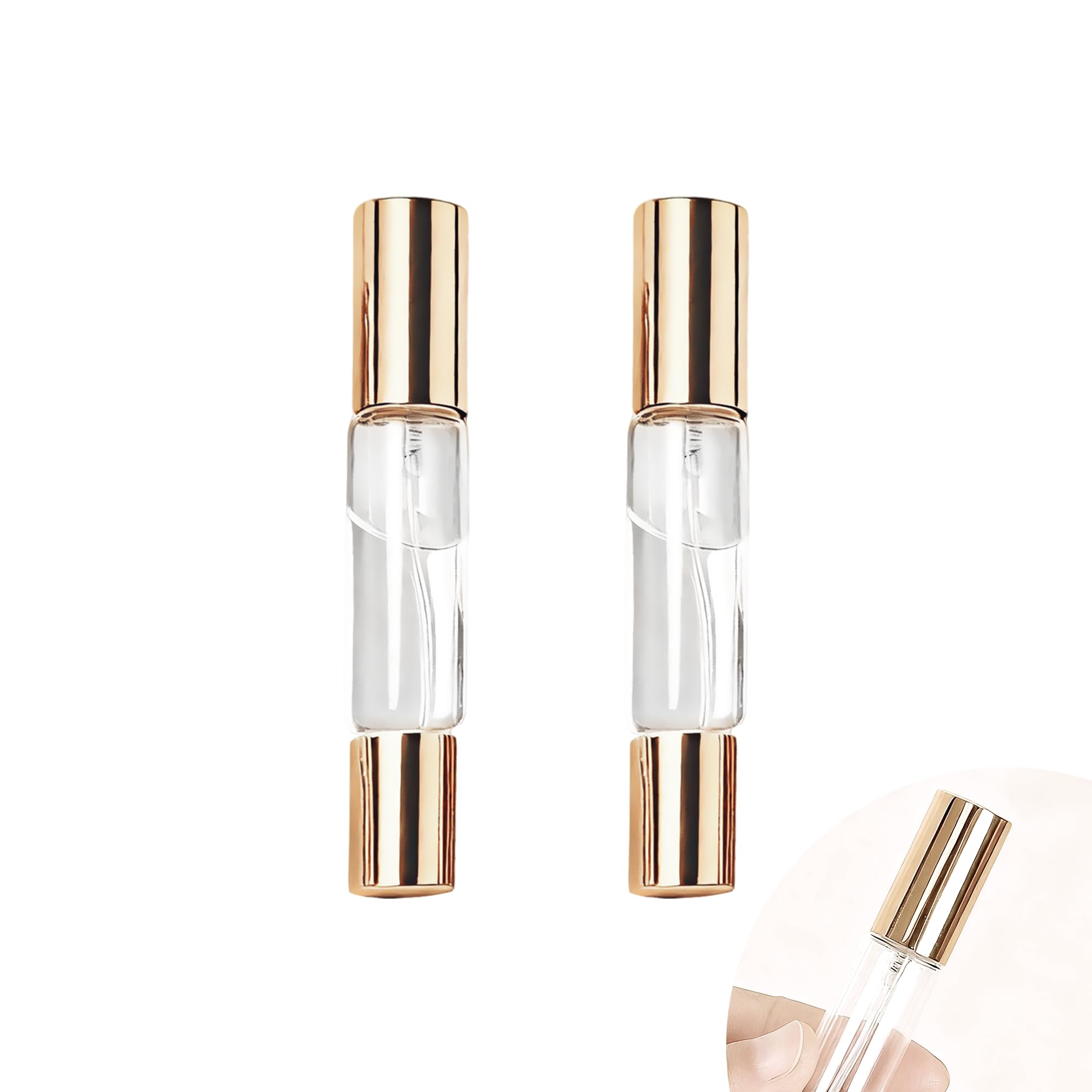QACUU 2pcs Dual Use Rollerball Bottles, 10ml Refillable Perfume Travel Bottle with Spray and Roll on Design, Empty Roller Ball Bottles and Transparent Glass Perfume Roller Bottle for Fragrance-image-41