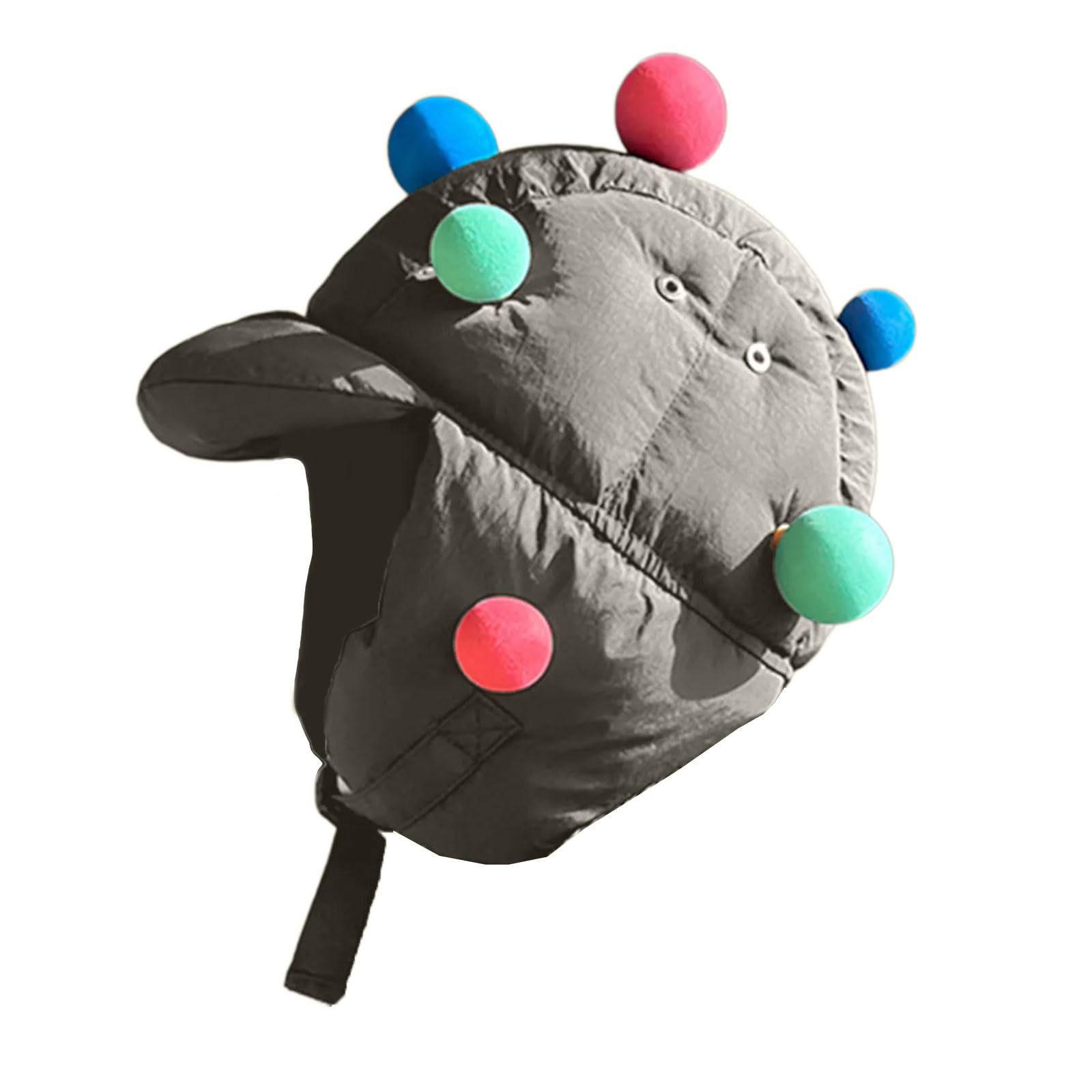 Unisex Warm Hat Trapper Hat Colorful Pompoms Warm Hat Down Hat for Outdoor Winter for Skiing Camping Hiking, GY, M