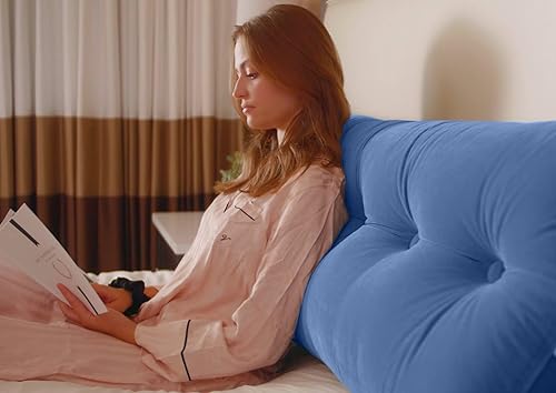 Miniatura 4 de Almohada triangular de lectura para reposo en cama, cojín de refuerzo grande para cabecero, respaldo, almohada de cuña con funda extraíble y dos