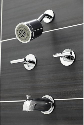 Miniatura 7 de Kingston Brass KBX8147CML Manhattan - Grifo de ducha y bañera de dos manijas, latón cepillado