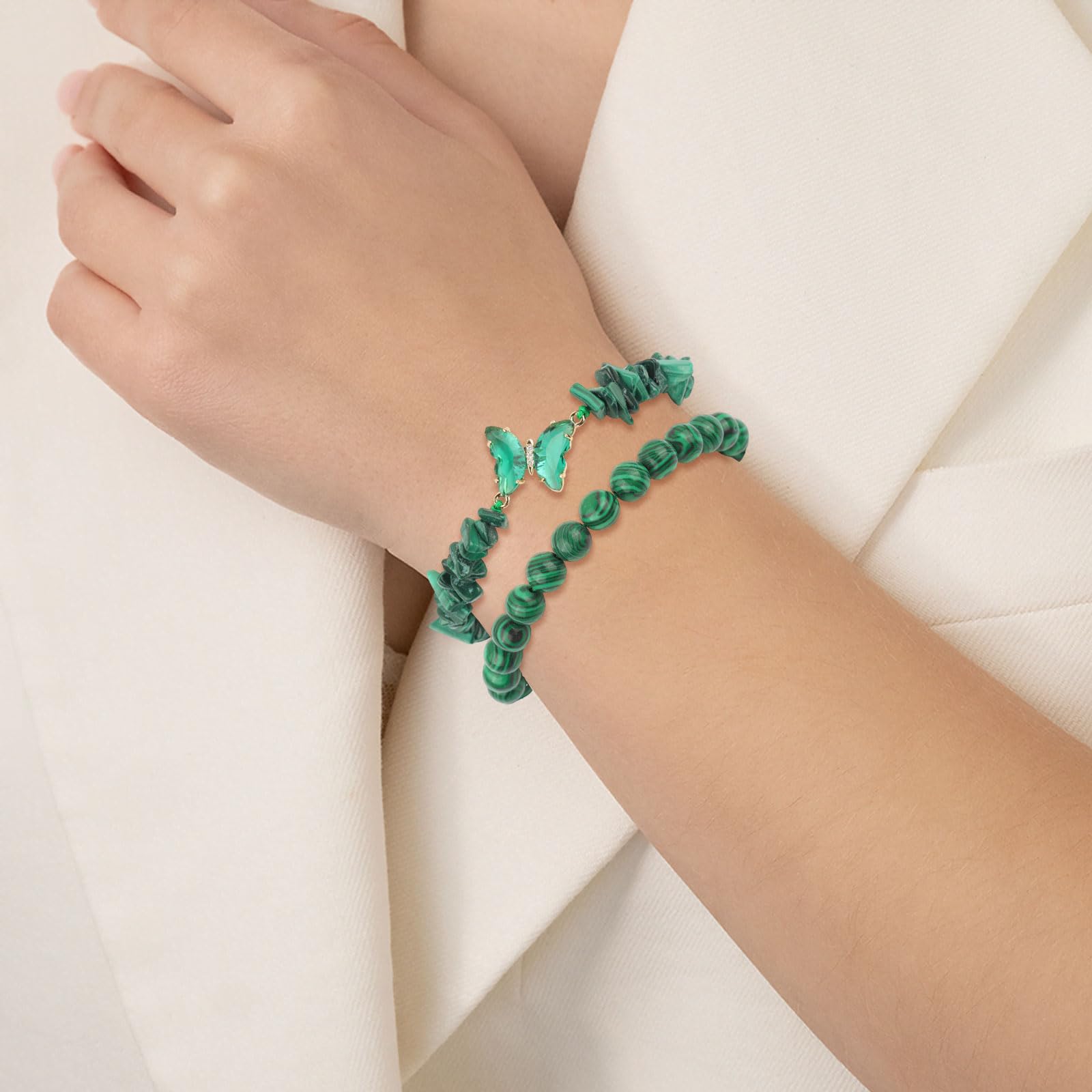 2 Stück Verstellbare Schmetterlings Amethyst Armband für Damen, 8mm Natürlicher Lila Edelstein Heilsteine Armband Schmuck für Muttertag Geburtstag Valentinstag Weihnachten Geschenke