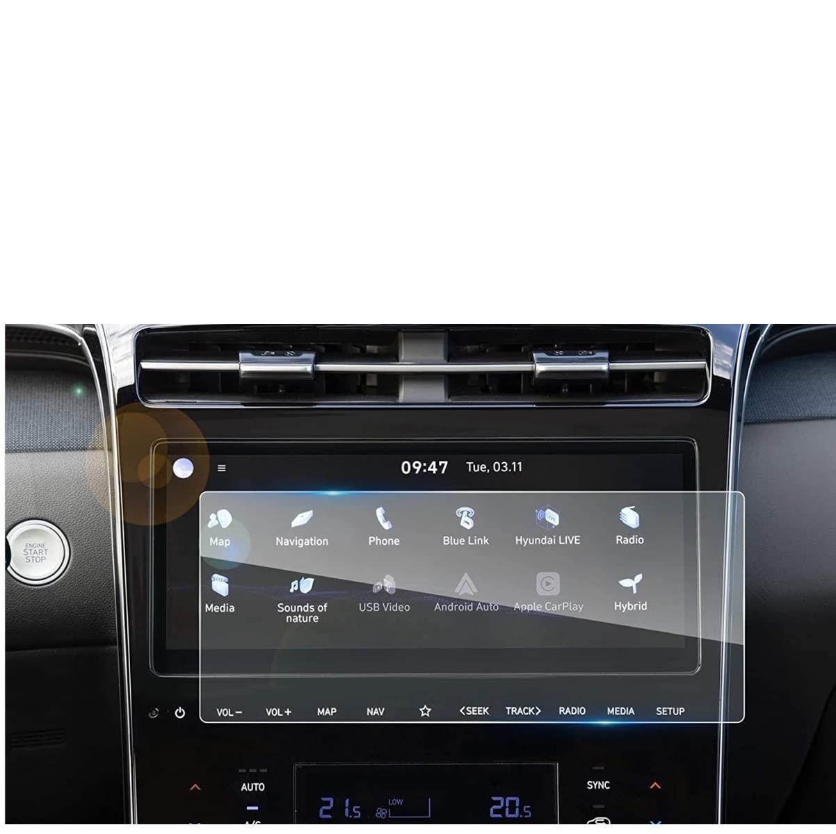 Tempered Glass Screen Protector Compatible With Hyundai Santa Cruz 2022,9H Hardness,High Definition,Protecting Hyundai 10.25” Car Center Touch Screen