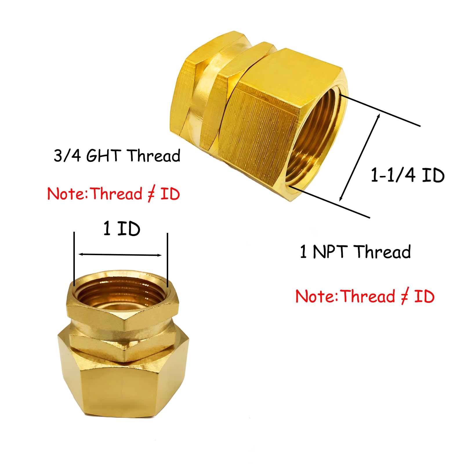 Raccordi per tubo da giardino, 1 NPT femmina x 3/4 GHT femmina a adattatore per tubo da giardino, riduttore in ottone per tubo di riduzione (confezione da 6)