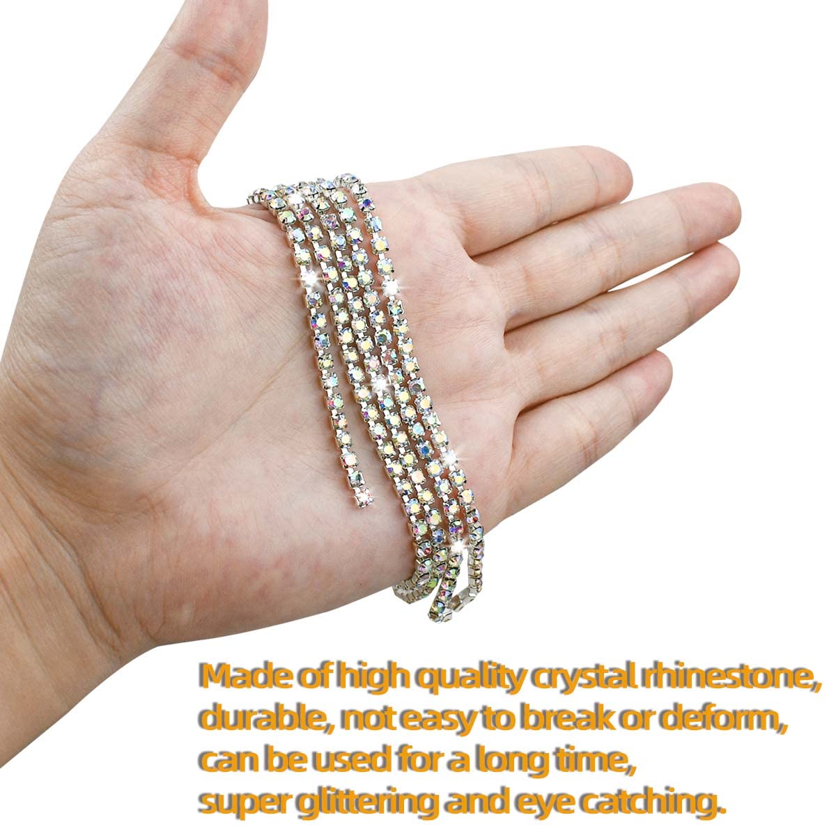 Kristall-Strass-Kette, 9,1 M Lang, 2,5 Mm Breit, Blau - Für Basteln, Kleidung & Schmuck