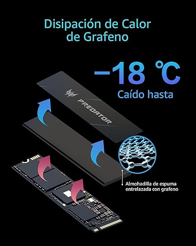 Miniatura 3 de Predator M.2 SSD 2TB GM7000 con caché DRAM NVMe 1.4 2280 PCIe Gen4×4 Ultra alta velocidad (lectura máxima 7400MBs, escritura máxima 6700MBs) SSD