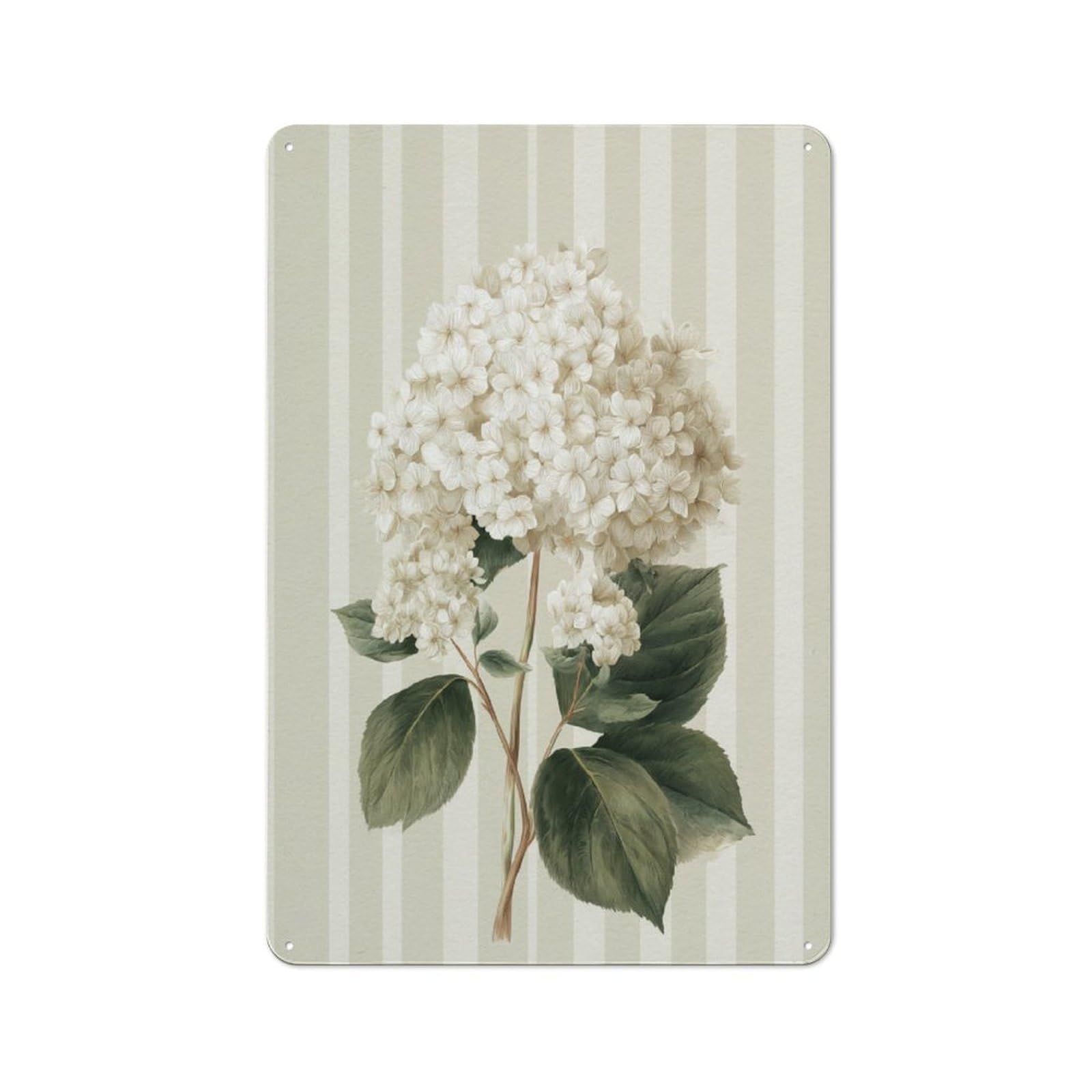 Jubonexis White Watercolor Hydrangea Botanical Flower Tin Metal Signs Wall Art Decorations For Bar Pub Club Cafe Room Farmhouse 30X20cm