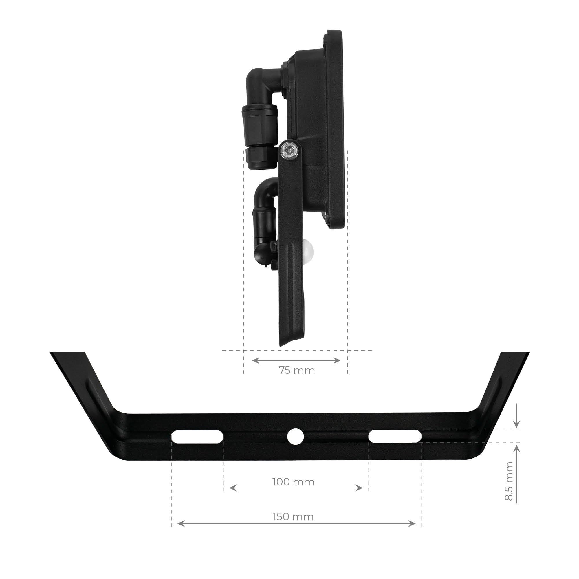 Ledvion LED Strahler mit Bewegungsmelder 150W IP44 4000K 18000lm | Reagiert automatisch auf Bewegung rund um Einfahrt Garten Hof und Fassade