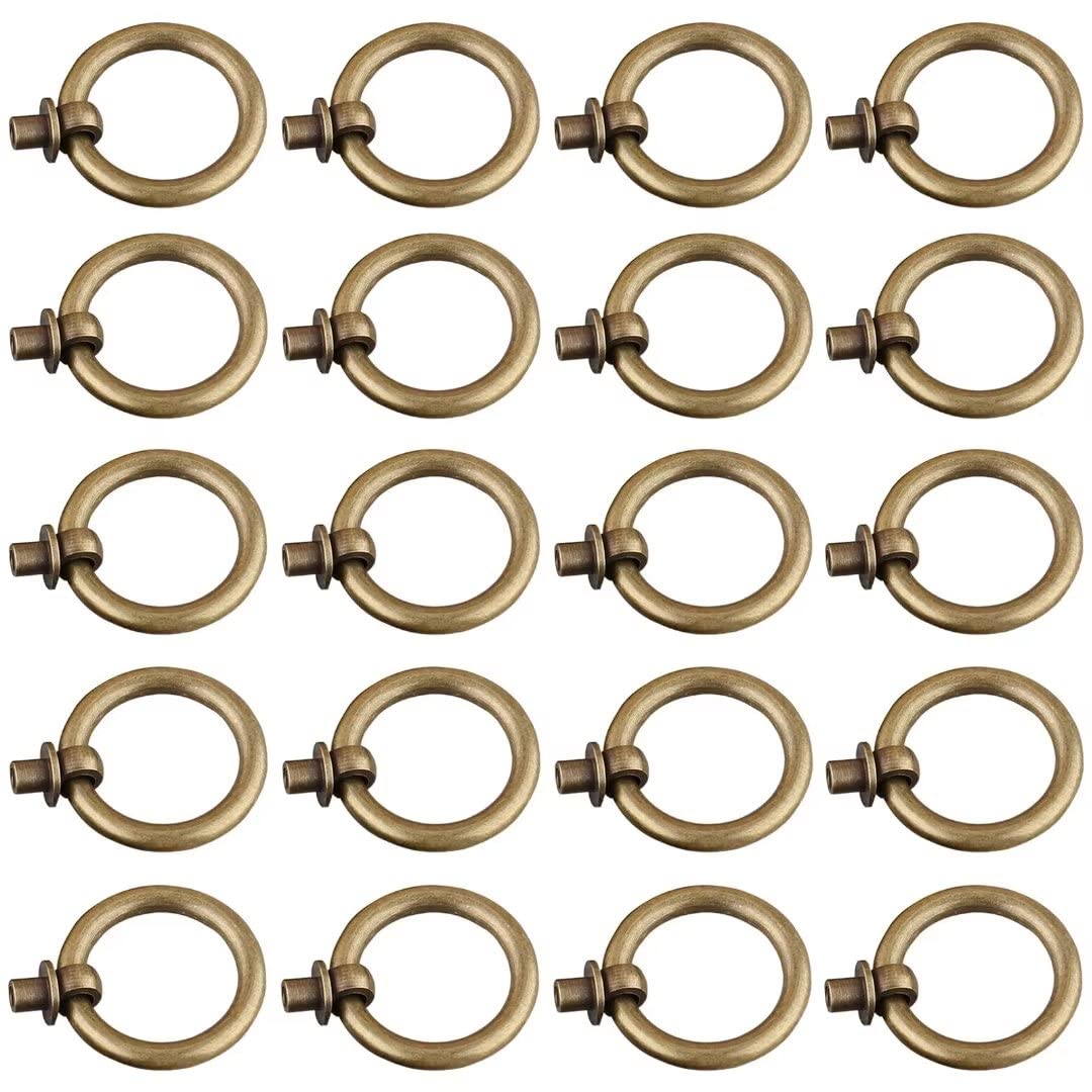 SBZIOJHDR Drawer pulls, 20 Pcs Pulls Handles for Cabinet Drawer Cupboard Wardrobe Single Hole and Knobs(Bronze,40mm Diameter)
