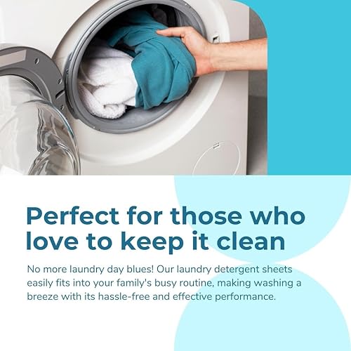 Miniatura 3 de Hojas de detergente para ropa sin perfume, 100 hojas, hojas de detergente ecológico de hasta 200 cargas, sin plástico, biodegradables, tiras de