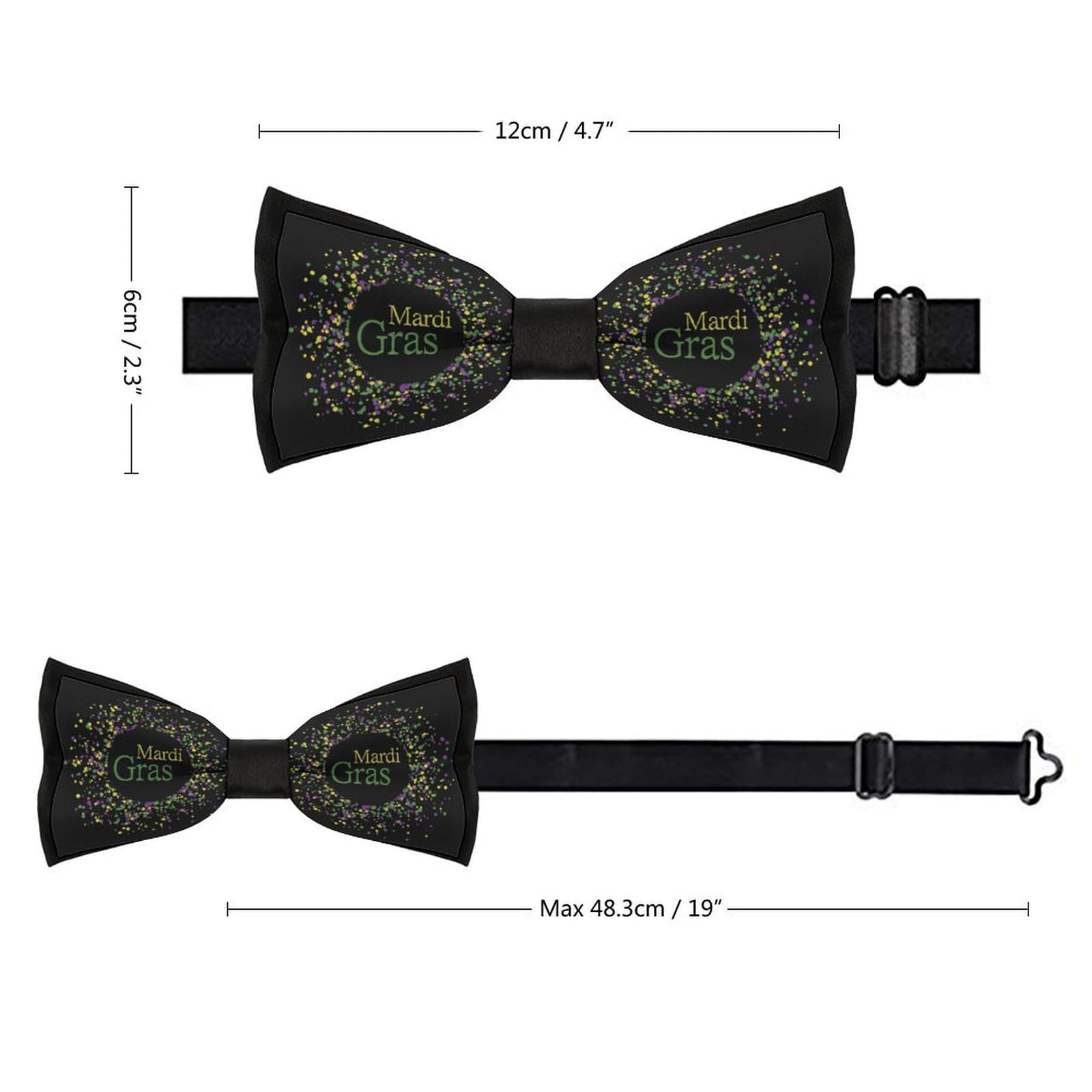 Mardi Gras Bow Tie for Men Adjustable Necktie Funny Tie Neck Ties for Weddings Party