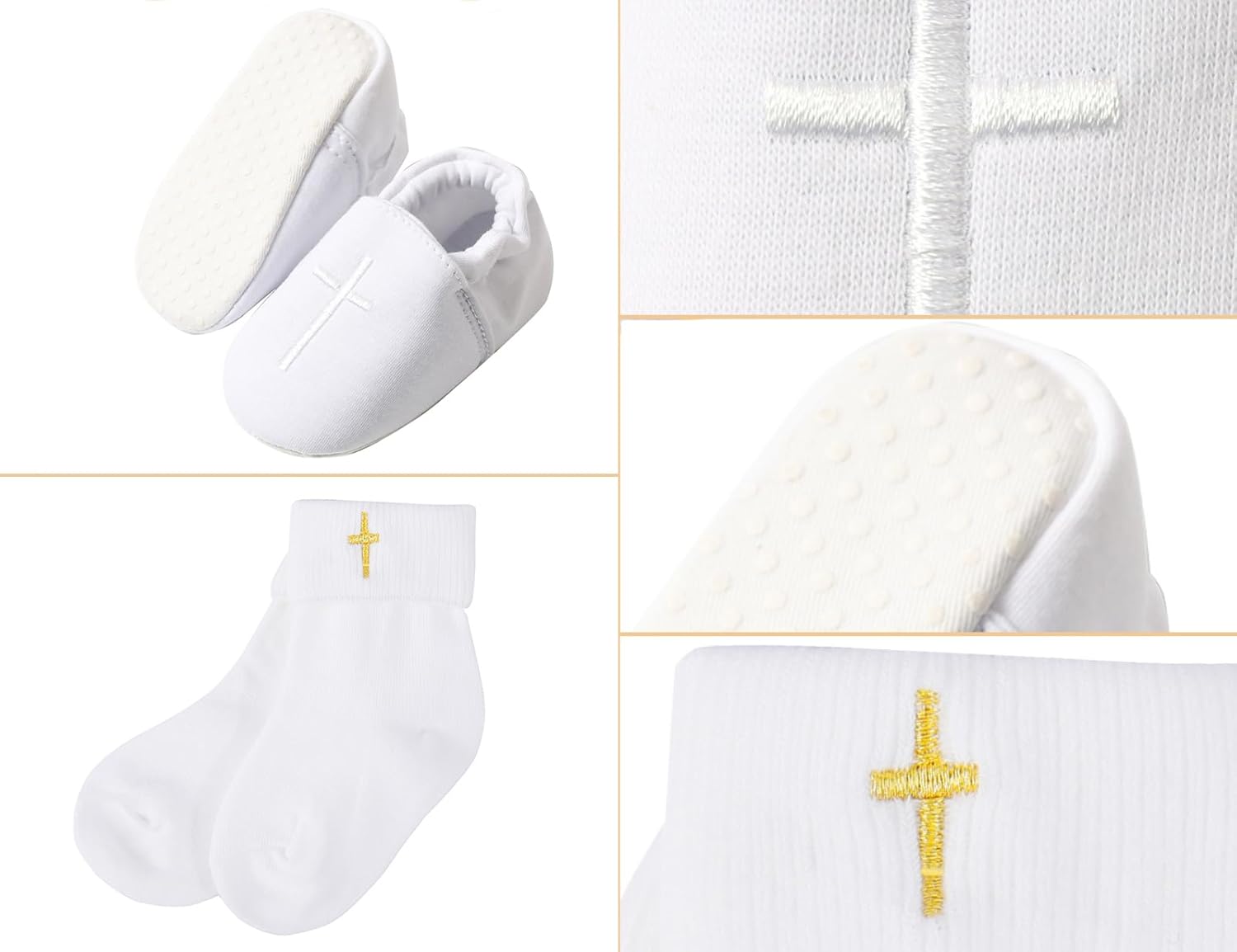 A&J DESIGN White Baby Boy Baptism Outfit 3-18 Months Long Sleeve with Embroidered Cross - Image 6