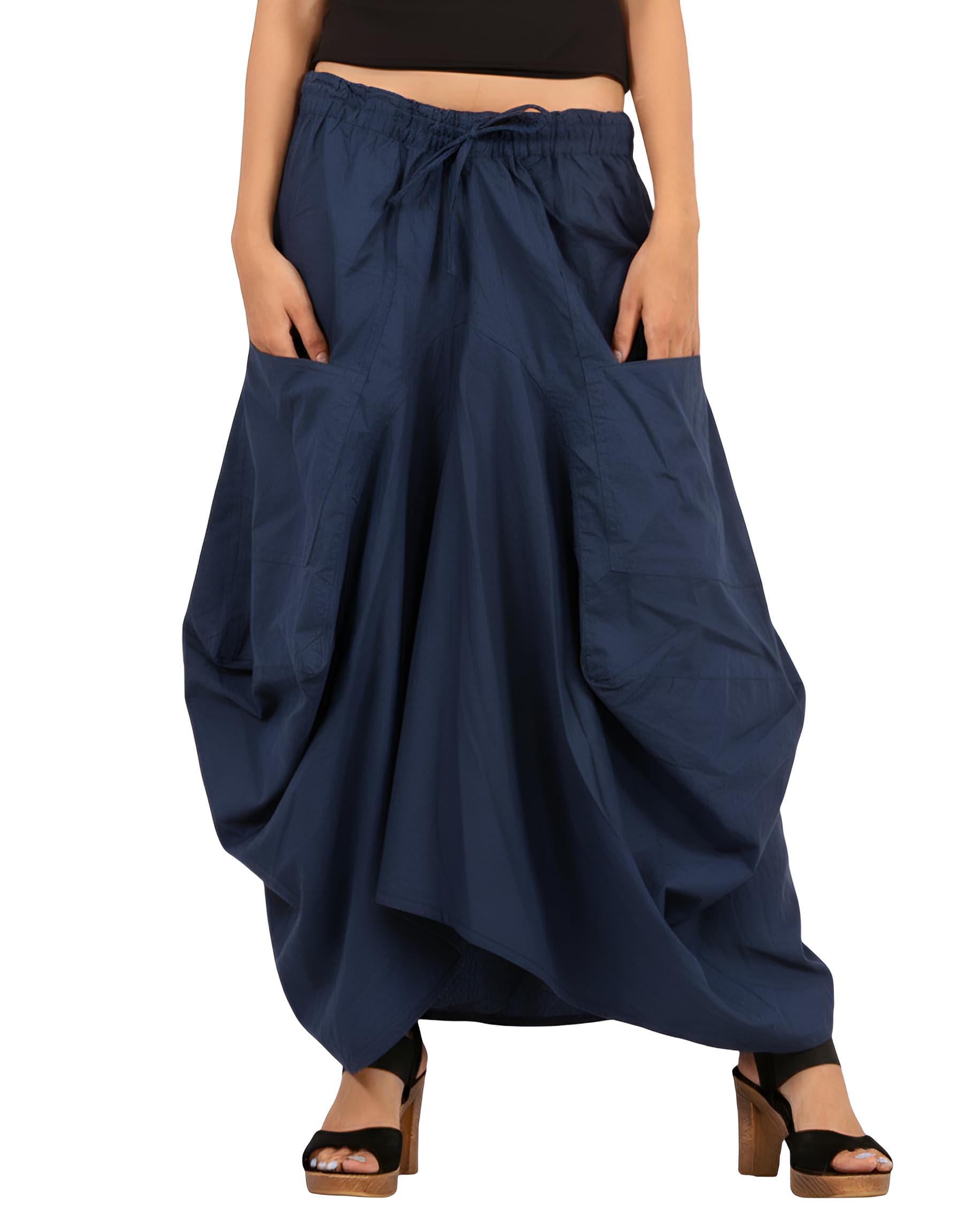 SARJANA HANDICRAFTS Women Cotton Solid Pockets Skirt Hippie Afghani Ethnic