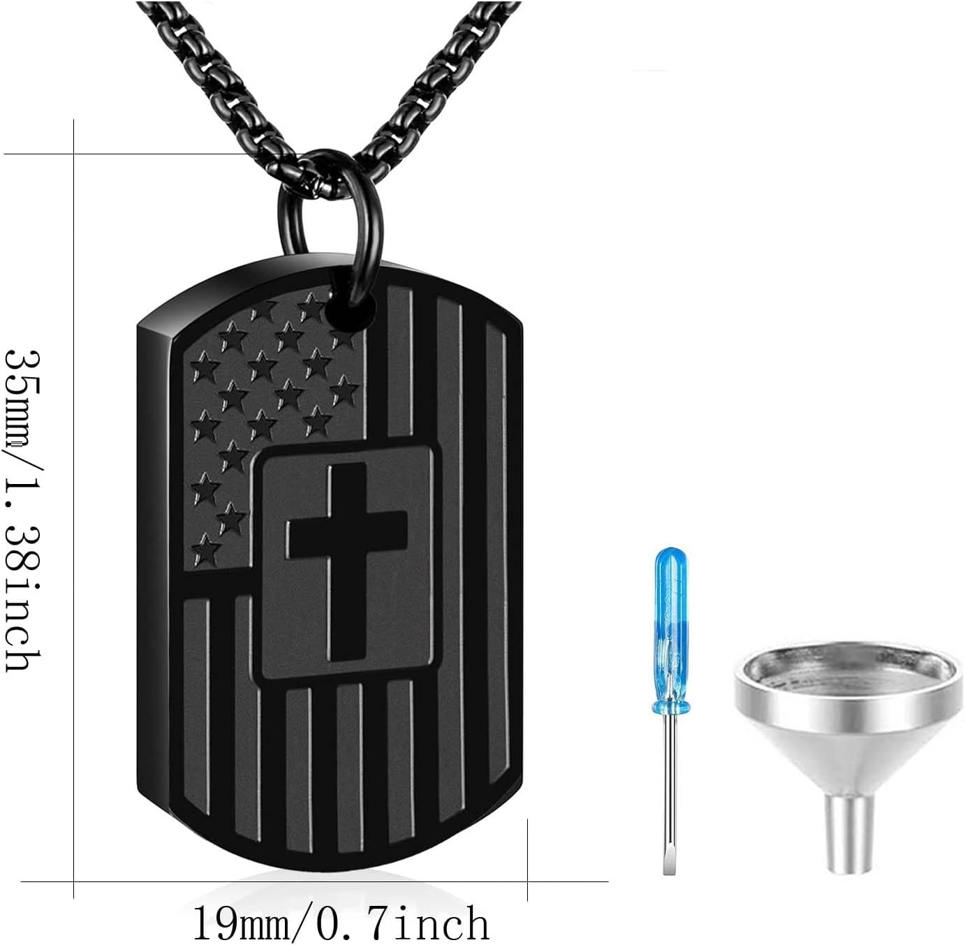 Cremation Cross Necklaces for Ashes for Men American Flag Cross Urn Necklace Pendant Ashes Holder Keepsake Memorial Ash Jewelry - Image 2