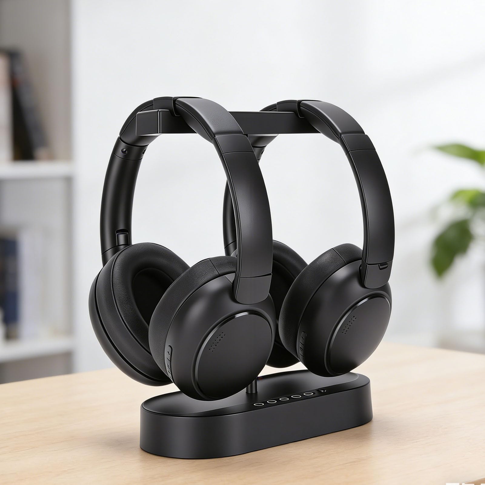 Cuffie Wireless Doppie Per Guardare La TV, Voce Chiara, Bluetooth V5.4 A Bassa Latenza, Stereo Hifi, Cuffie TV Per Anziani, Con Trasmettitore, Dock Di Ricarica