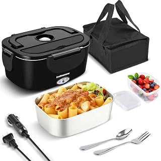 Electric Lunch Box-Portable Food Warmer Heater for Adults, Heated Lunch Box for Travel,On-the-Go,Office,Construction-Cook,Warming Soup & Reheat,Loncheras para Hombres de Trabajo,1.5L,Black