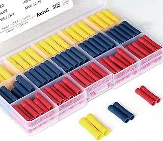 200pcs 10-22AWG Assorted Butt Splice Crimp Connectors, Insulated Electrical Straight Wire Terminal Connectors