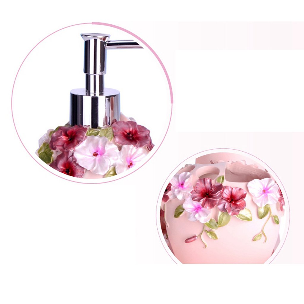 Set da Bagno in Stile Europeo in Resina Stile Fattoria Bagno 5 Pezzi Dispenser Sapone da Bagno Porta spazzolino Porta Sapone Set di Accessori da Bagno Completo Sapone Portasapone Rinse Cup