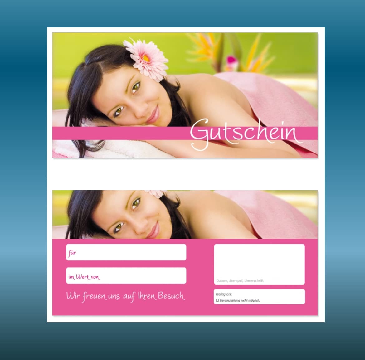 200 Stück Gutscheine - Gutscheinkarten - Geschenkgutscheine für Bereiche wie Wellness, Erholung, Entspannung oder Kosmetik und Reisen
