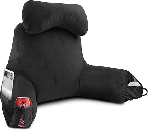 Vista 7 de Almohada de lectura para sentarse en la cama para adulto, almohada de cama con espuma viscoelástica triturada, almohada de 25 pulgadas de alto