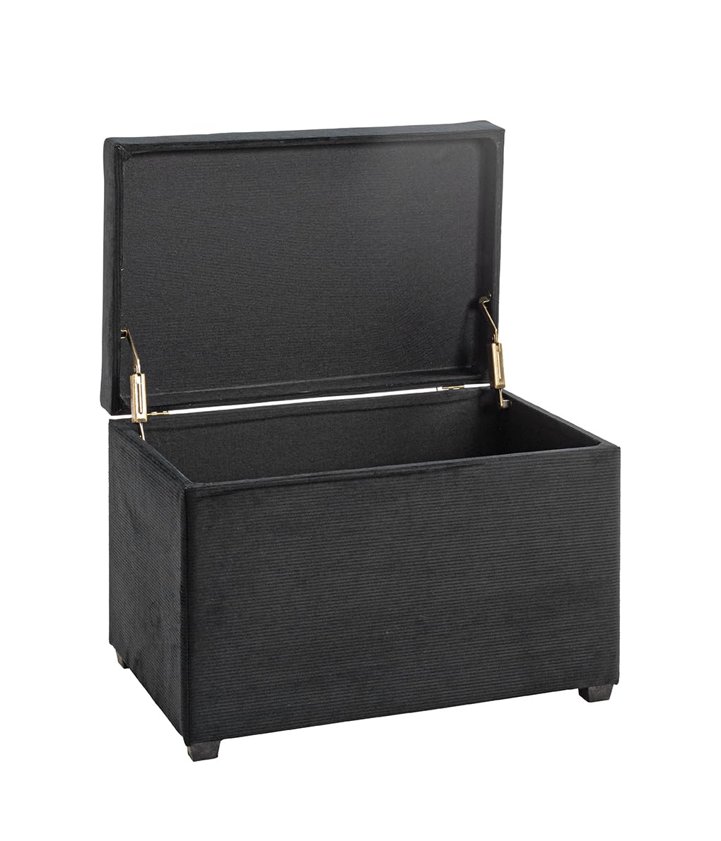 HAKU Sitztruhe schwarz, MDF, Textilgewebe Cord - Maße: B 58 cm x H 42 cm x T 39 cm, Style: Modern