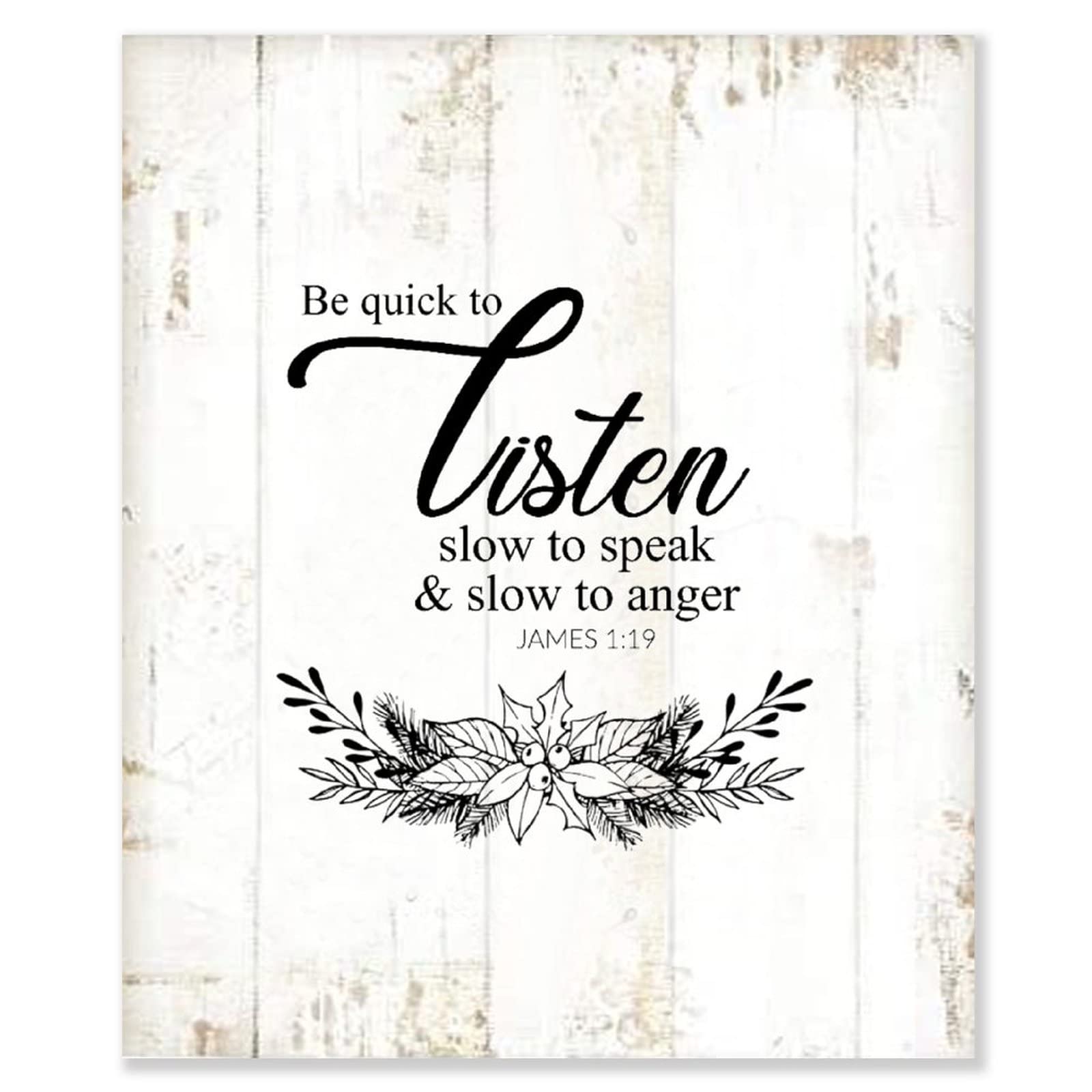 Aihesui Vintage 10×12 in Wood Sign Be Quick to Listen Slow to Speak Slow to Anger Kitchen Home Farmhouse Living Diningroom Wood Wall Decor Funny Shabby Wooden Pallet