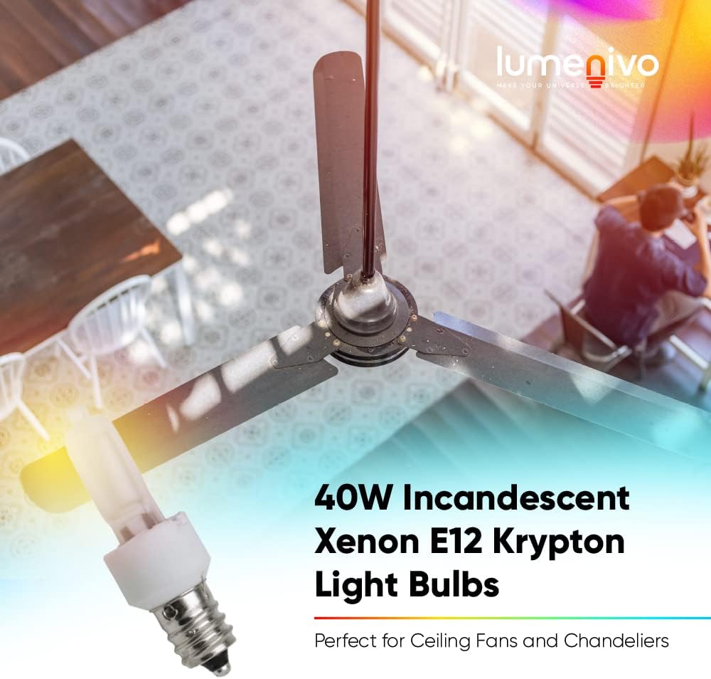 Replacement for Bulbrite KX40/E12 40W KX-2000 Krypton/Xenon T3-40W Incandescent Xenon E12 Krypton Light Bulbs - KX40FR/E12 Dimmable T3 with Candelabra Screw Base - Frosted - 120V - 2 Pack