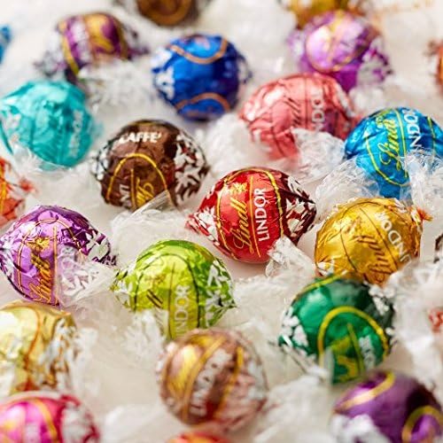 Lindt Truffles Assorted 10-Flavors Milk Dark White Strawberry And Cream Caramel Milk And White Citrus White Peppermint Gingerbread Pumpkin Spice - One 1 lb Truffle