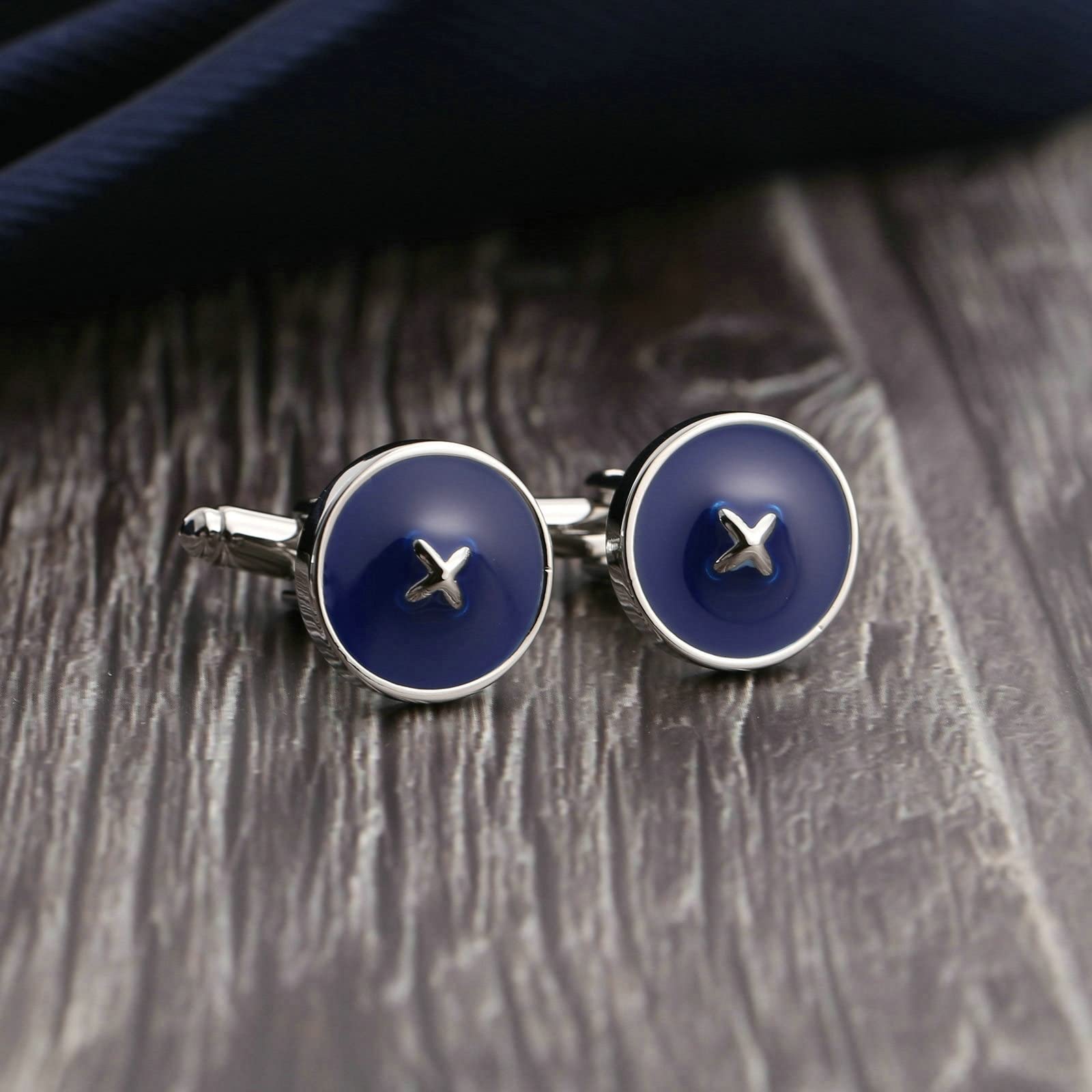 Bouton Manchette, Cadeau Jeune Homme Acier Inoxydable Conception de Bouton Rond en Émail Bouton Manchette Date d'anniversaire l'obtention du diplôme