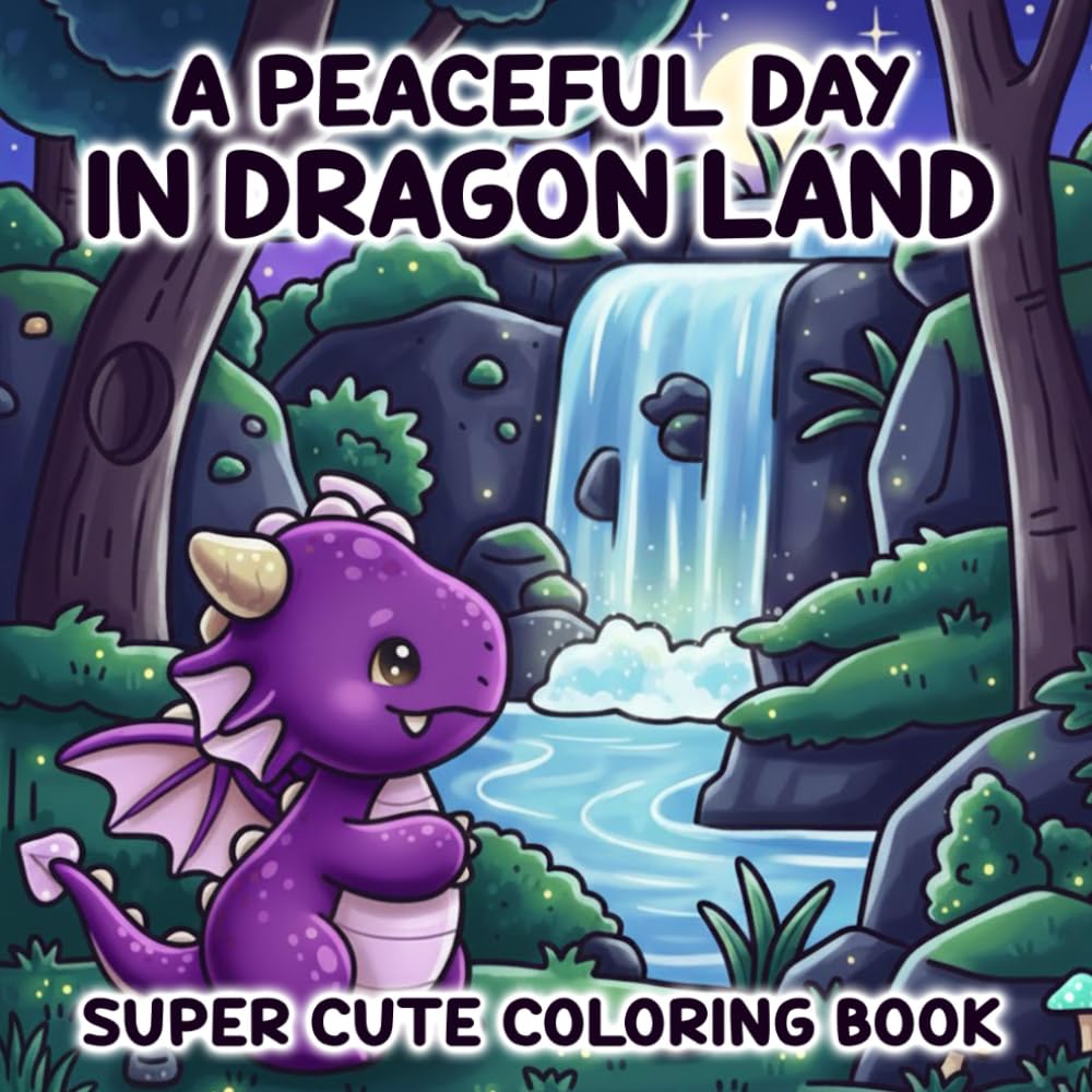 A peaceful day in dragon land: Coloring Book for Adults and Teens with Enchanting Fantasy Scenes, Peaceful Vibes, and Whimsical Joy for Relaxation