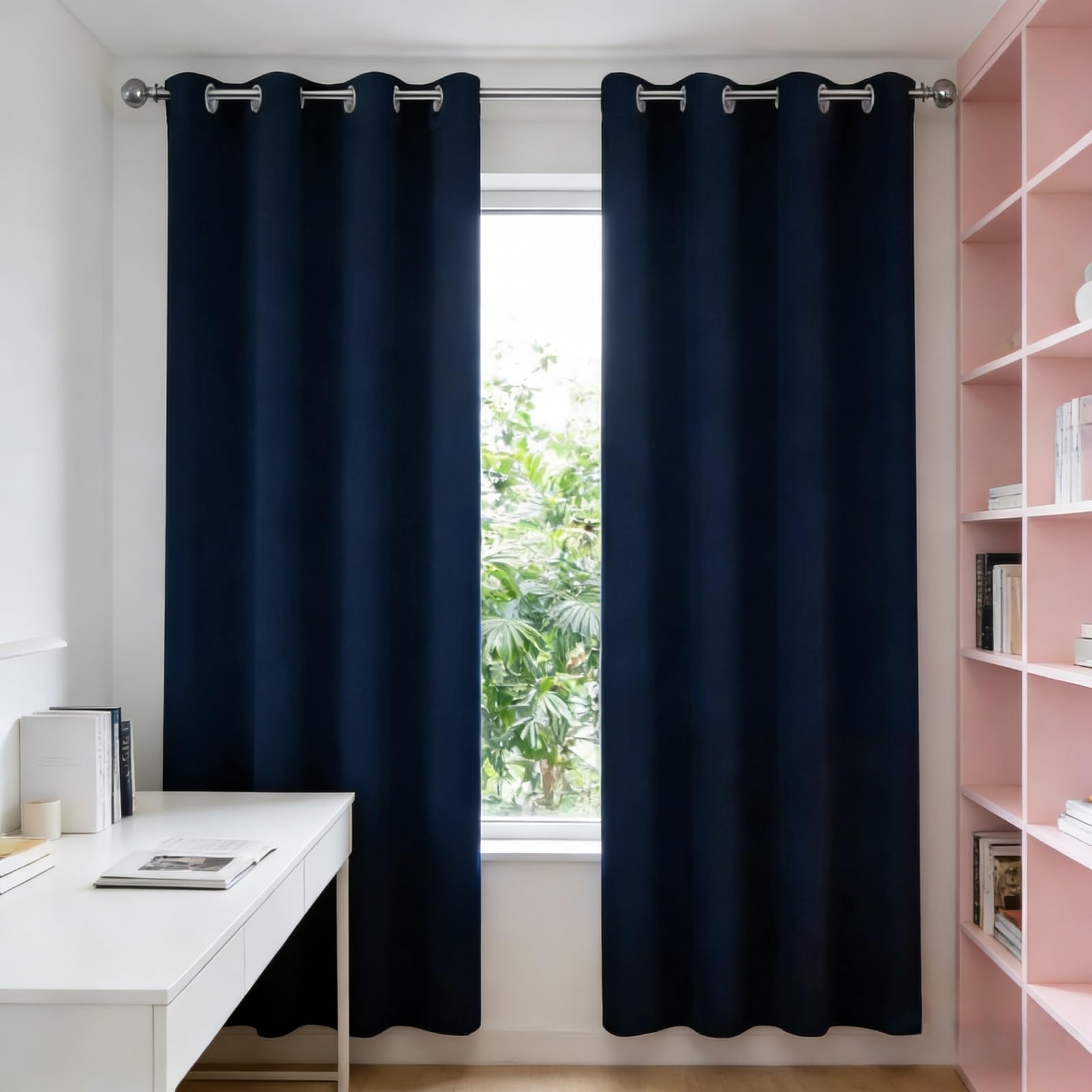 Rideaux opaque 235x210 cm bleu marine thermique pour fenêtres