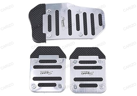 CARIZO Vehicle Sports | Accelerator | Brake | Clutch | Non-Slip Performance Car Rest | Accessories | Replacement Pedal | Aluminium Alloy | 3pcs. | Black & Silver Compatible for Kia Sonet