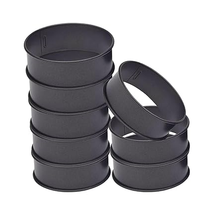 YIYUHAR 8Pack Stainless Steel English Muffin Rings 4 Inch Crumpet Rings Nonstick Pastry Ring Mold,Egg Rings for Frying Eggs,Round Tart Molds for Cooking Circles,Culinary Metal Ring Molds for Baking