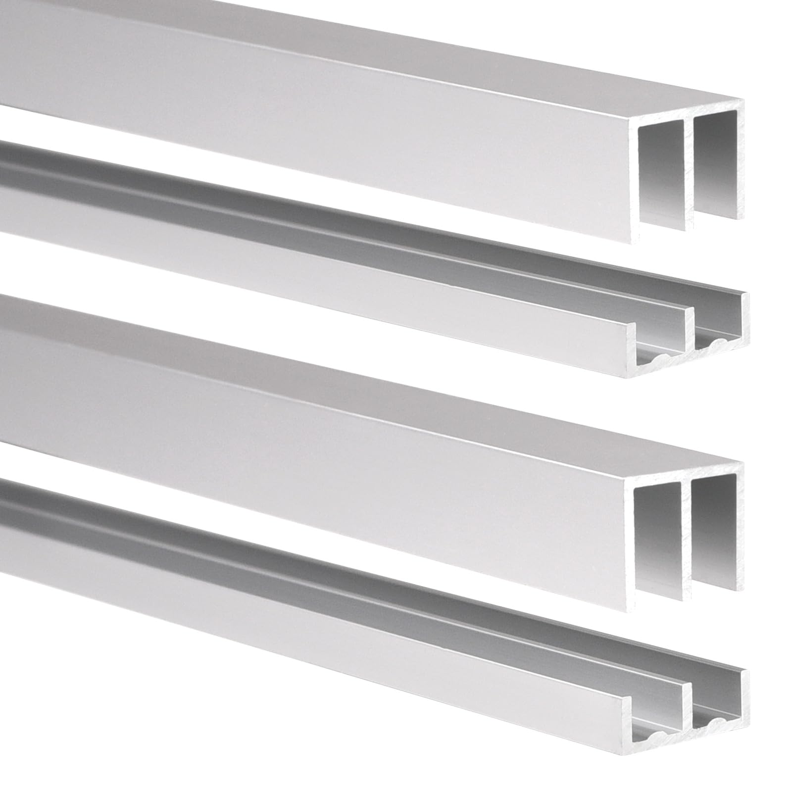 Orechic 2Sets Aluminum Sliding Door Track Set for 1/4" Thick Panels Glass Cabinet Door Window Sliding Track, Size 48 x 0.79 inches (Silver)