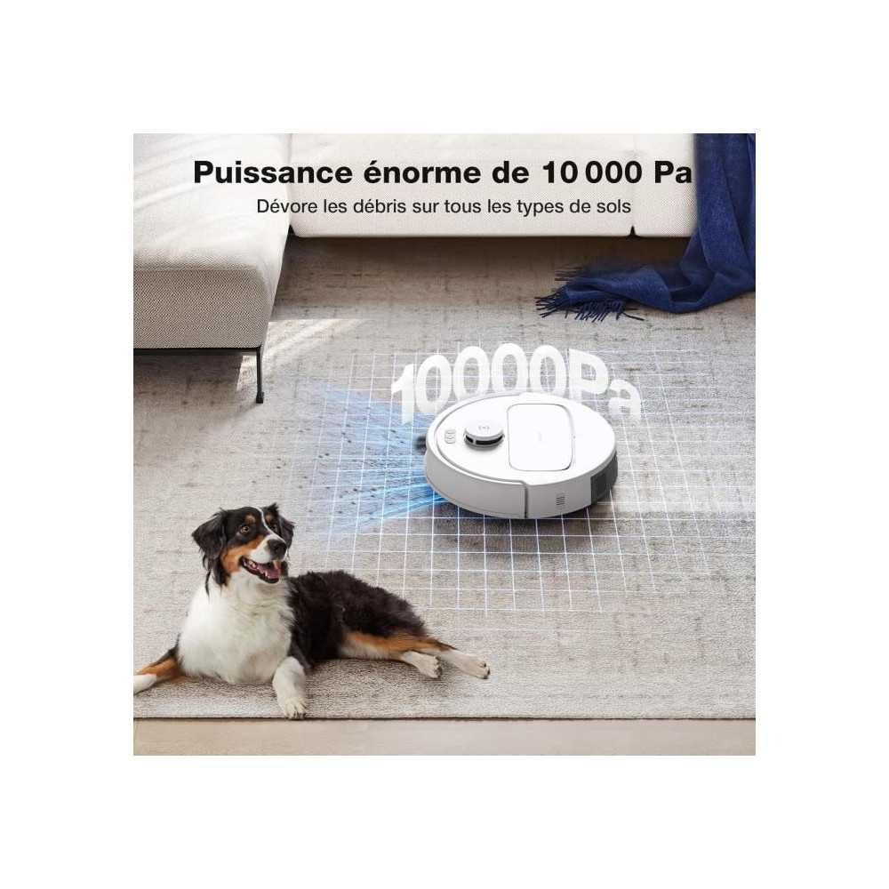 ECOVACS DEEBOT N30 PRO OMNI Robot Aspirapolvere Lavapavimenti, 10000Pa, Mopping Adattivo dei Bordi, ZeroTangle, Lavapavimenti ad Acqua Calda, Asciugatura ad Aria Calda, 9mm Sollevamento Mop, Bianca