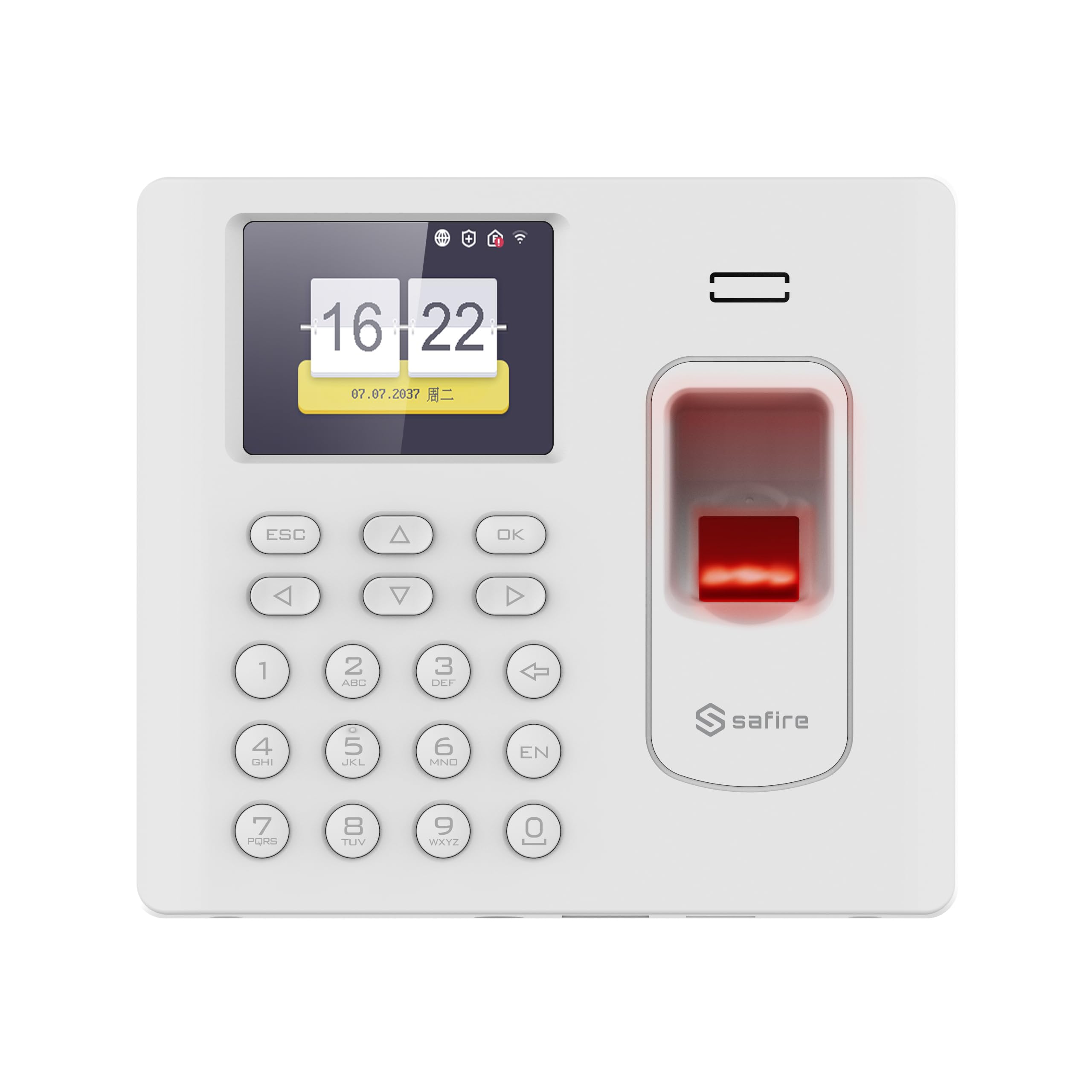 Safire-Control de Presencia WiFi |Huella | Tarjeta RFID y Teclado | Capacidad de 1.000 Huellas y 100.000 Registros | Software Incluido