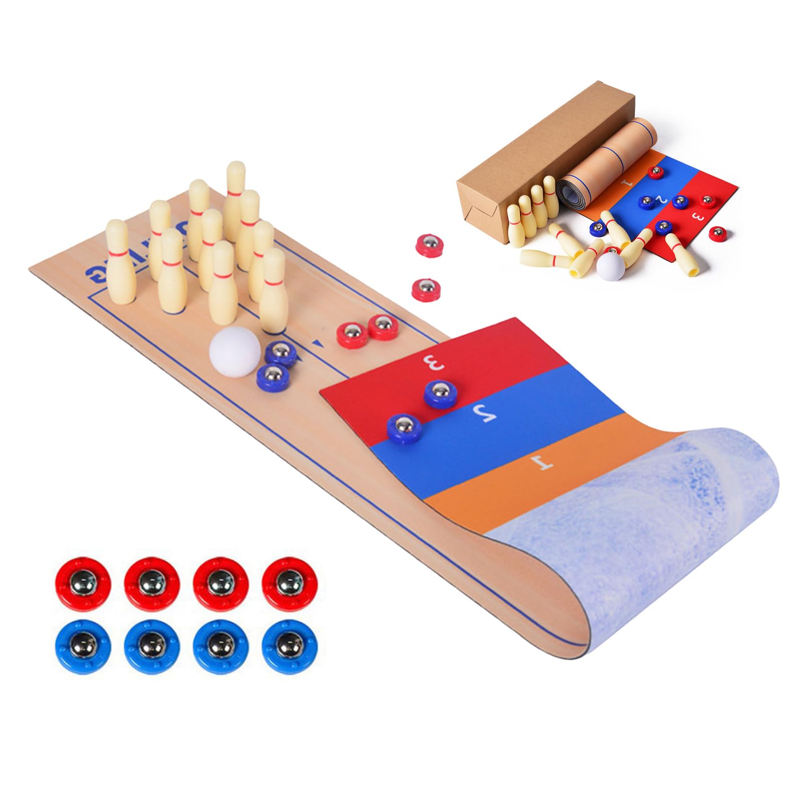 Tablero De Juego De Mesa 3 En 1 Para Fiesta Familiar, Tablero De Juego De Mesa Multifunción, Curling Bowling & Shuffleboard Juego Juego Interactivo Familiar De Interior
